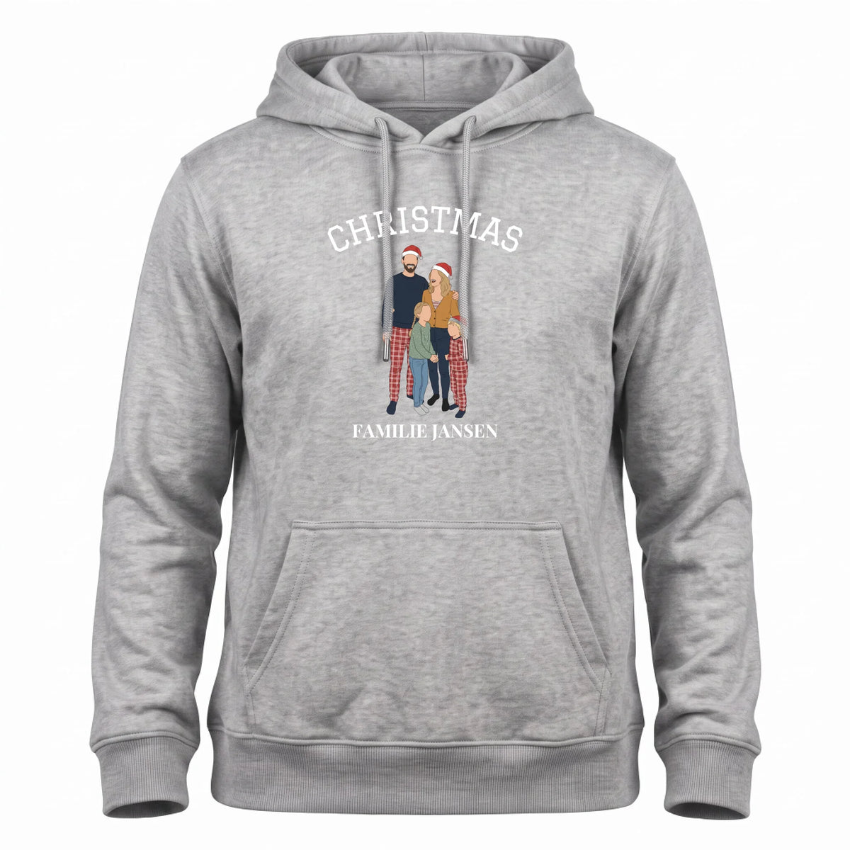Family Christmas Hoodie - Jullie Gezin als Illustratie in Kerstpyjama met Jaartal