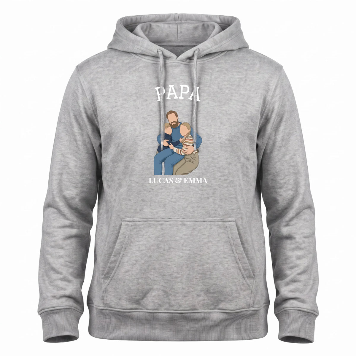Papa Hoodie met Jaartal - Jouw Kinderen als Illustratie op je Hoodie