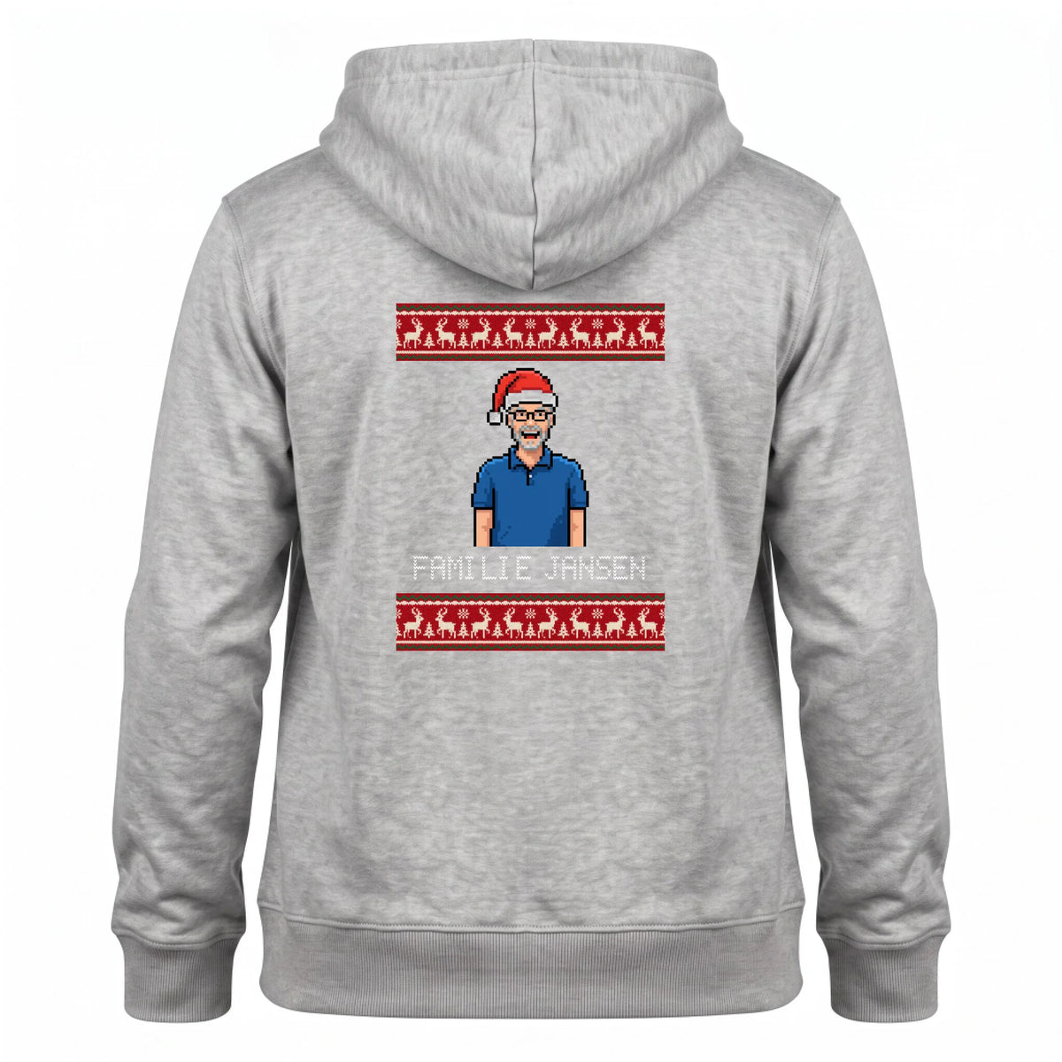 Foute Kersttrui Hoodie Pixel - Jullie Foto als Retro Pixel Art met Kerstmuts