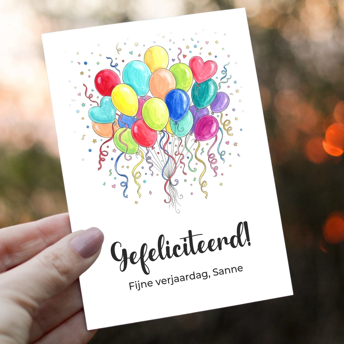 Verjaardagskaart met Eigen Tekst - Gefeliciteerd!