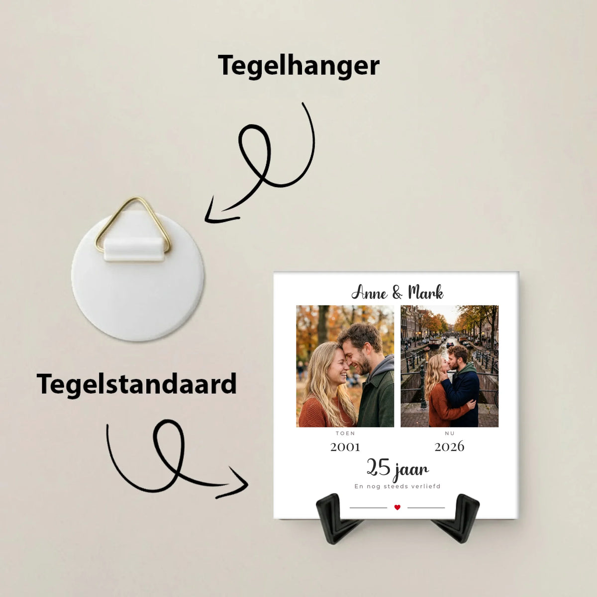 Toen & Nu Tegel - 2 Foto's met Jaartallen