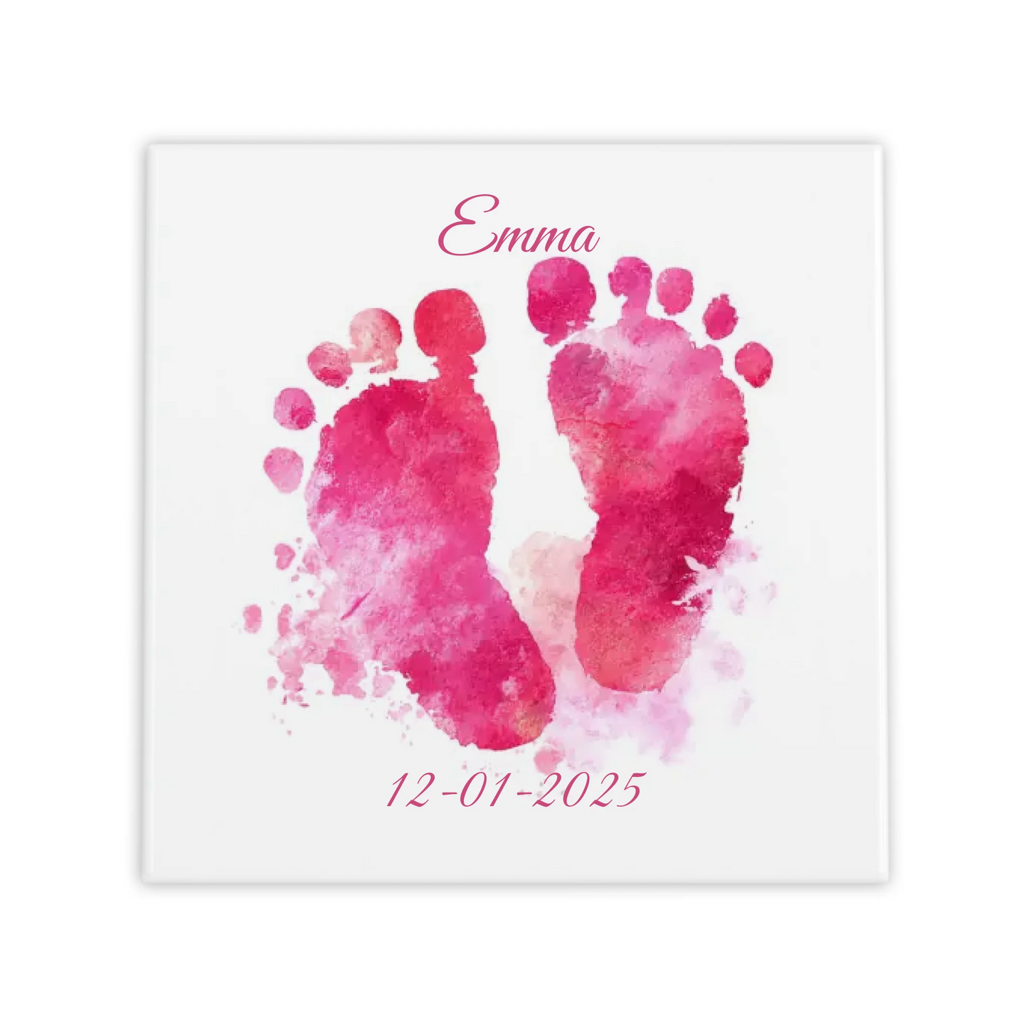 Roze baby voetjes gepersonaliseerd met naam en datum