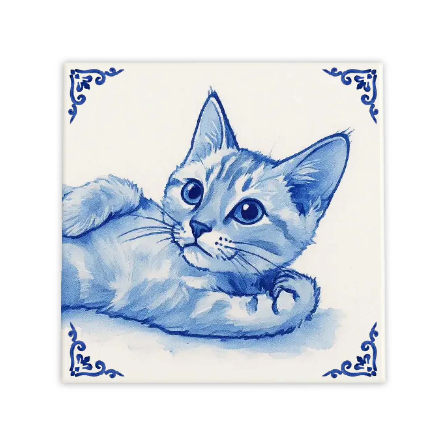 Gepersonaliseerd Delfts Blauw Tegeltje – Upload Je Eigen Huisdier Foto