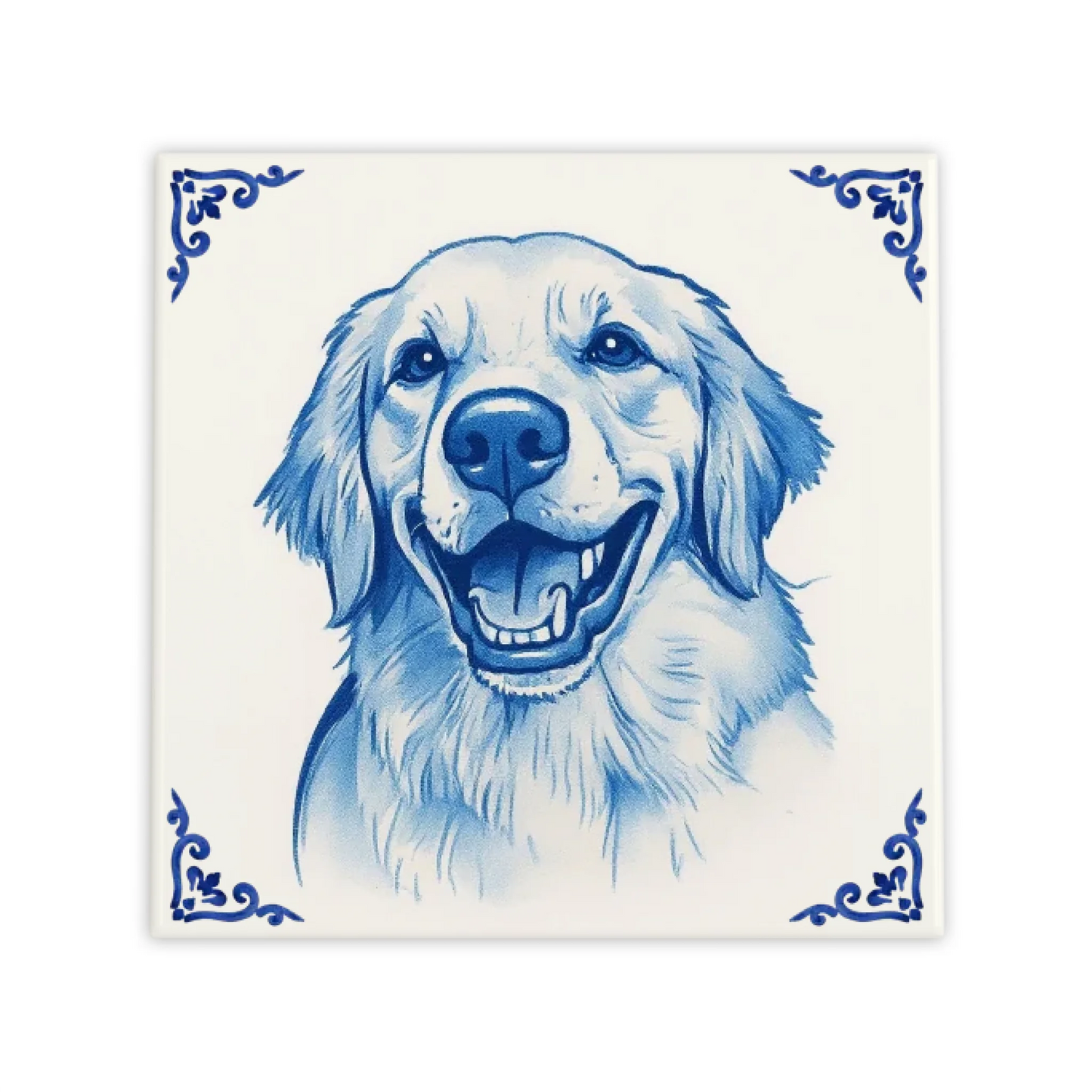 Gepersonaliseerd Delfts Blauw Tegeltje – Upload Huisdier Foto