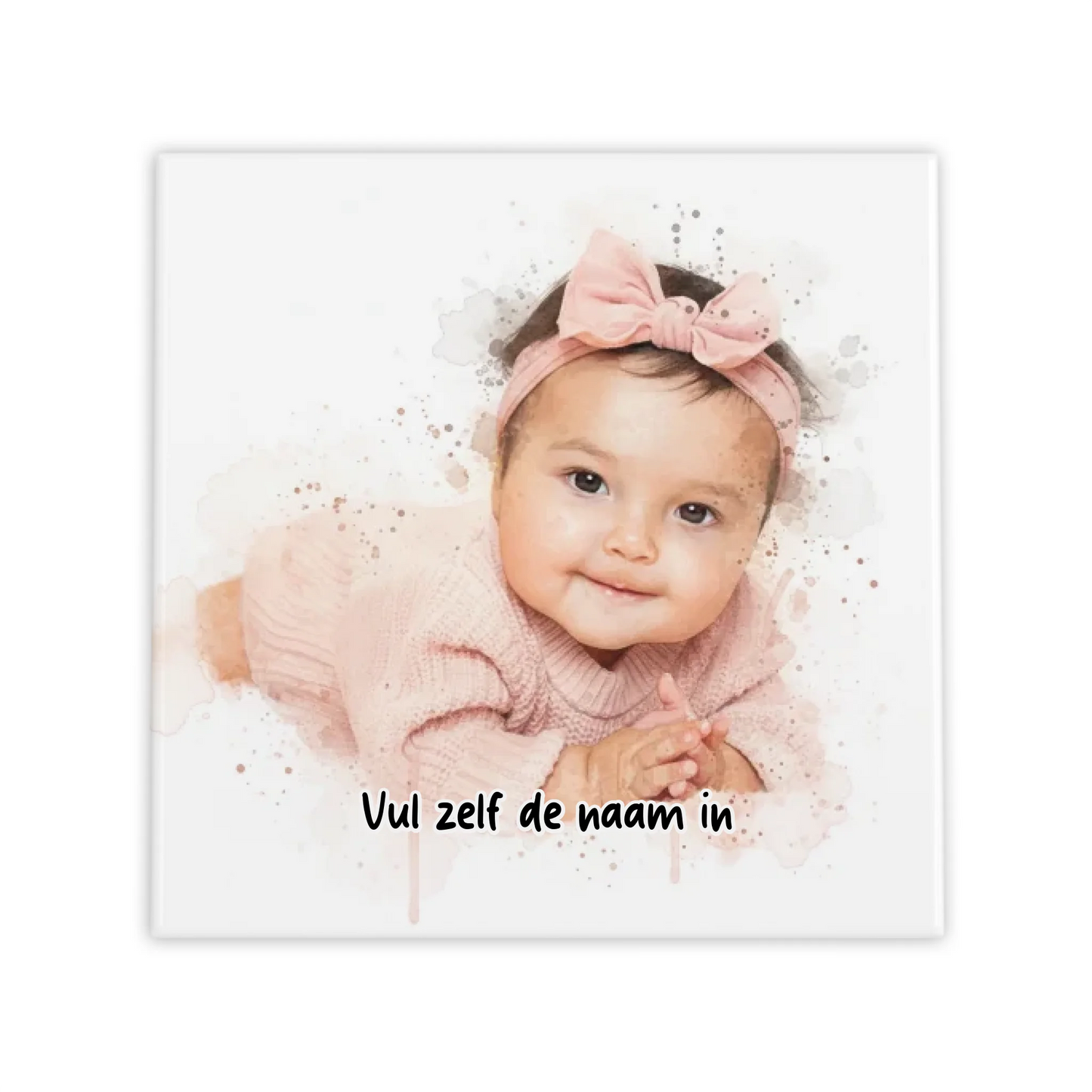 Aquarel Portret op Tegel – Gepersonaliseerd Cadeau