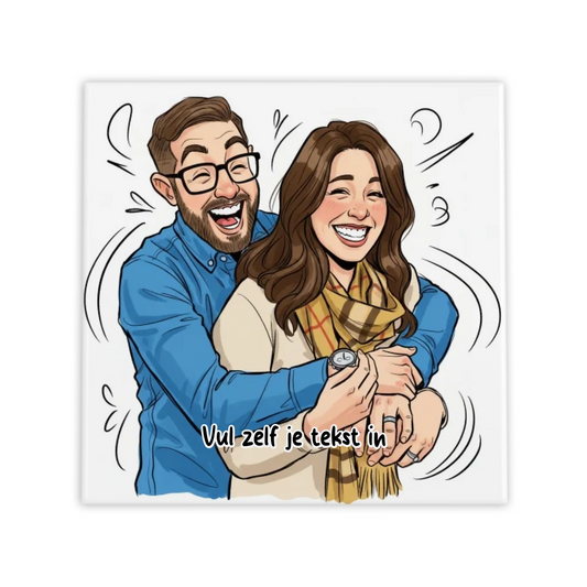 Jouw Foto in Karikatuur Stijl - Gepersonaliseerde Tegel