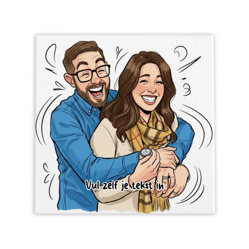 Jouw Foto in Karikatuur Stijl - Gepersonaliseerde Tegel