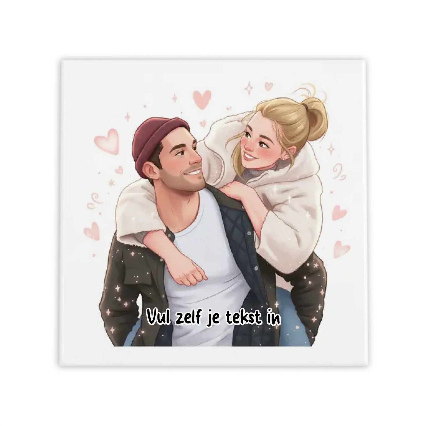 Van Foto naar Romantische Cartoon Tegel – Met Hartjes
