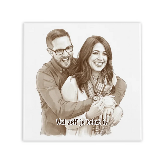 Sepia Vintage Portret Tegeltje