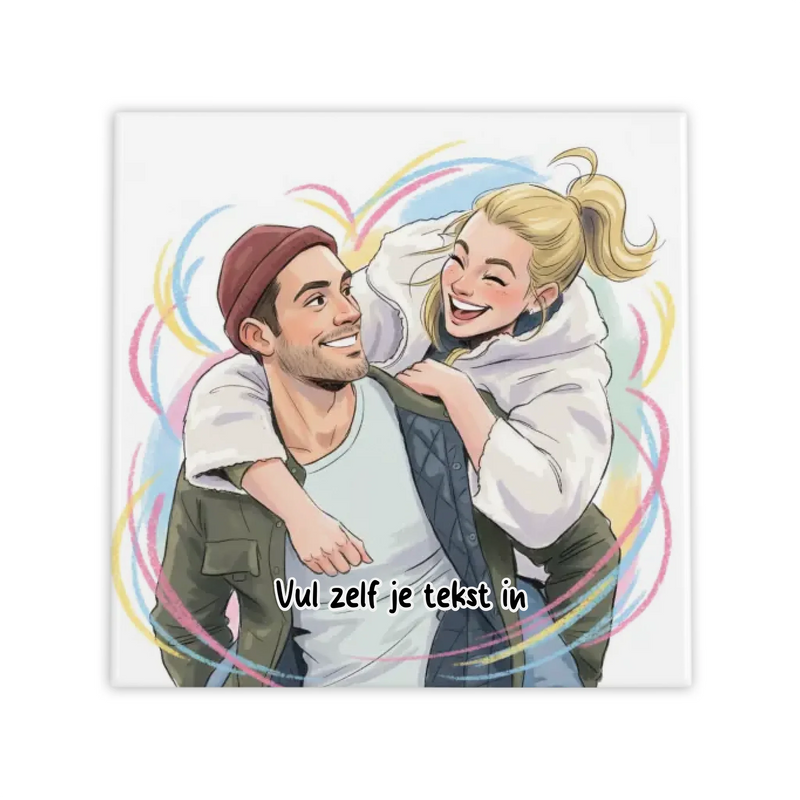 Cartoon Pastel Tegel - Upload je eigen foto