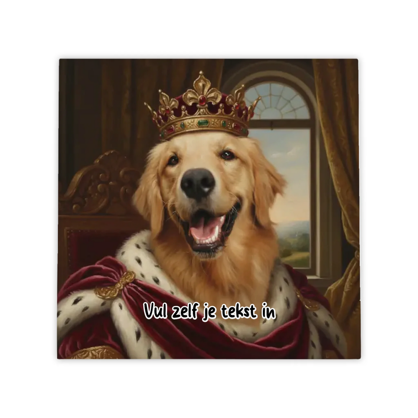 Koninklijke Huisdier Portret Tegel in Olieverf-stijl