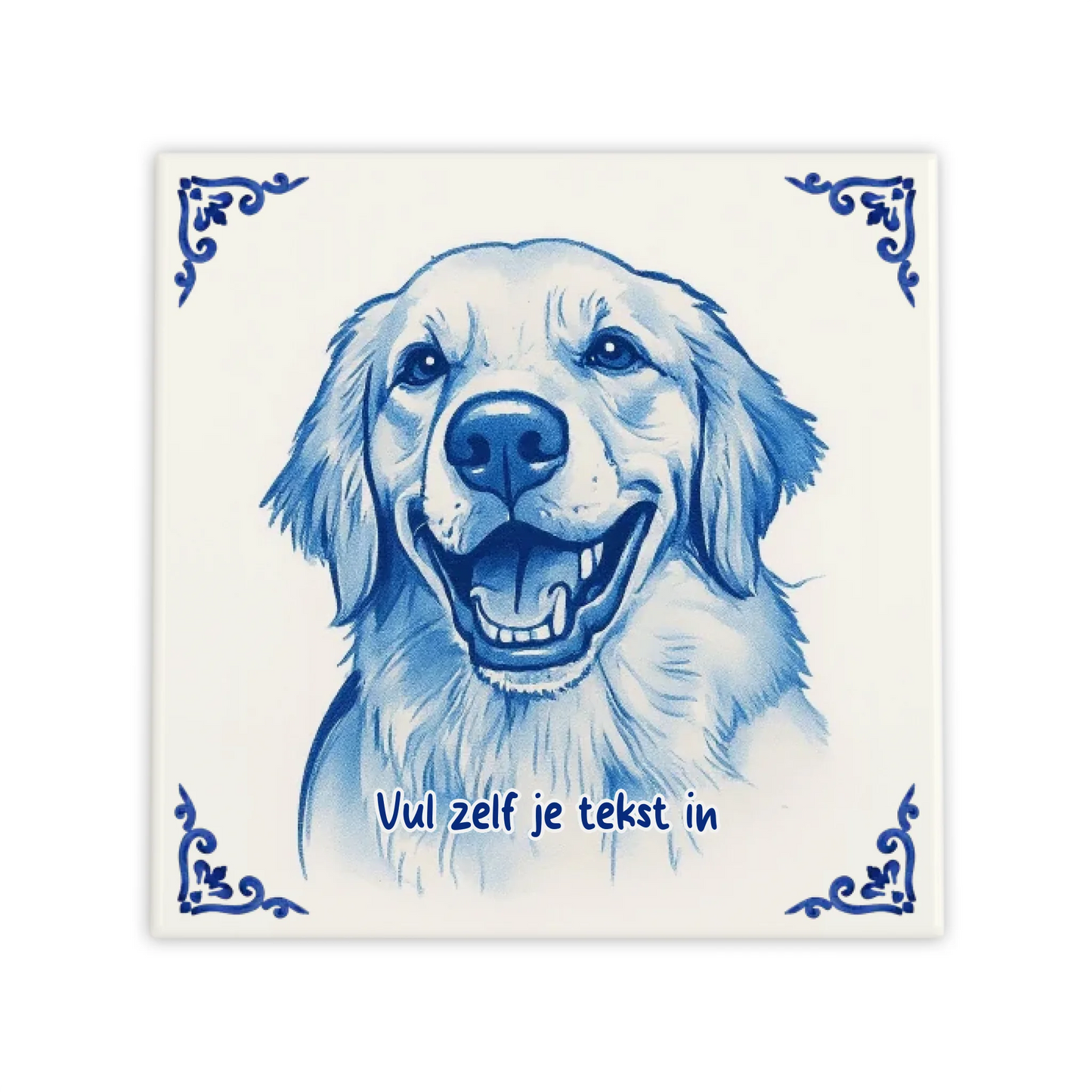 Gepersonaliseerd Delfts Blauw Tegeltje – Upload Huisdier Foto