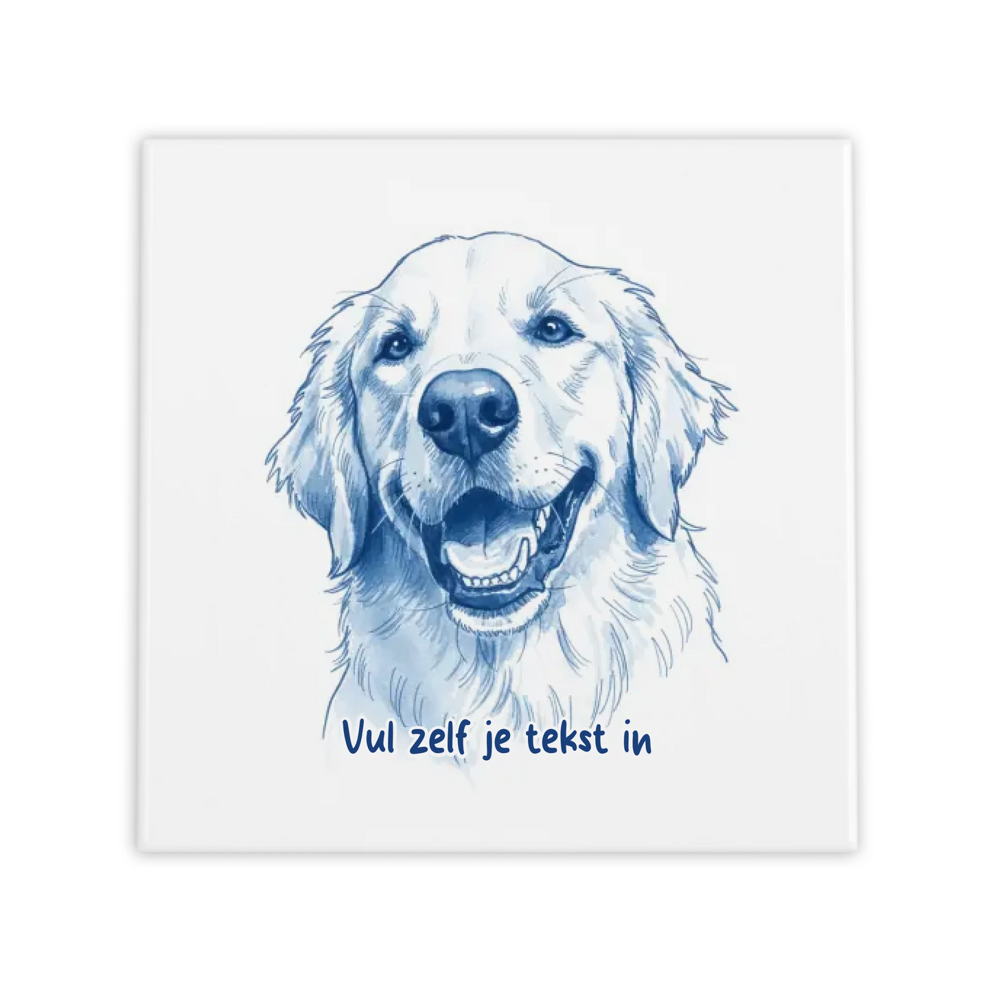 Gepersonaliseerd Delfts Blauw Tegeltje – Upload Huisdier Foto