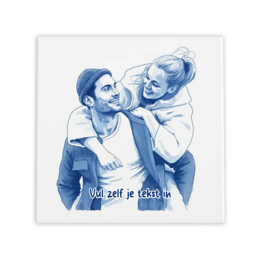 Gepersonaliseerd Blauw Tegeltje – Upload Eigen Foto