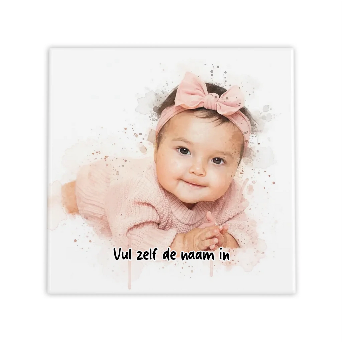 Aquarel Portret op Tegel – Gepersonaliseerd Cadeau