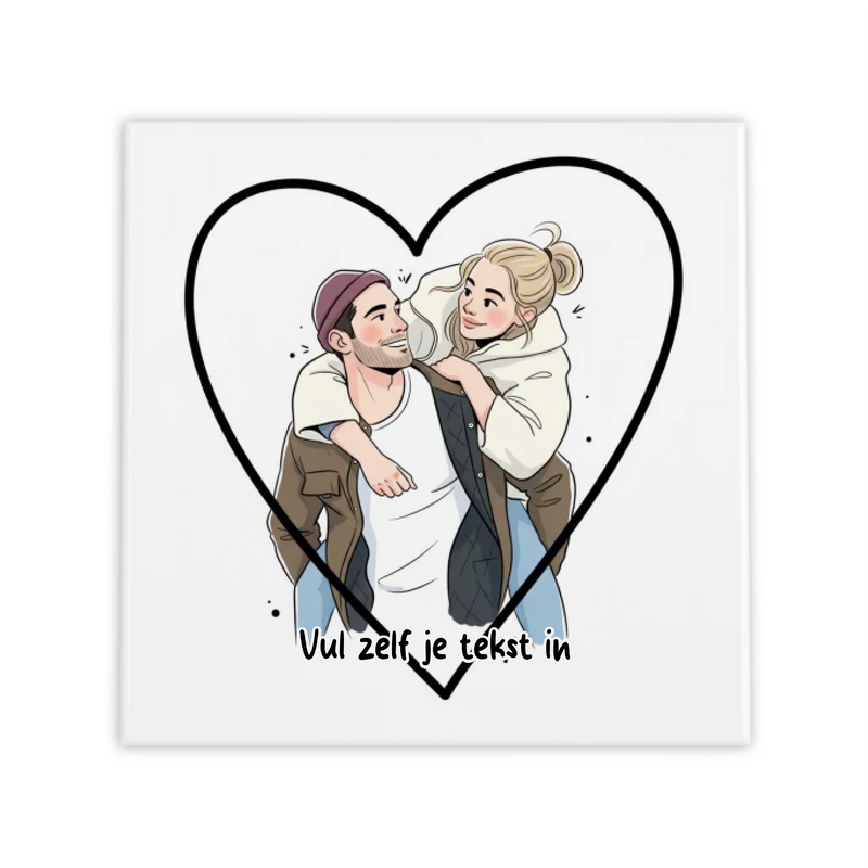 Minimalist Hart Tegel – Jouw Foto als Pastel Illustratie Personaliseerbaar