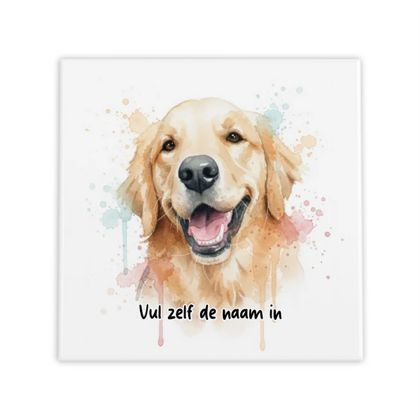 Tegel met Gepersonaliseerd Huisdier Portret in Aquarelstijl