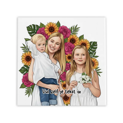 Bloemenportret Tegel - Jouw Foto als Botanisch Kunstwerk met Bloemen