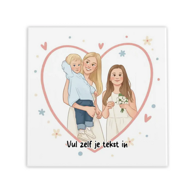 Gezinsportret in Hart Tegel - Jouw Foto als Vrolijk Familieportret in Hartvorm