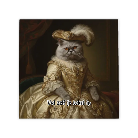 Victoriaans Huisdier Portret Tegel – Jouw Dier in Luxe Ivory Gold (Gouden) Jurk