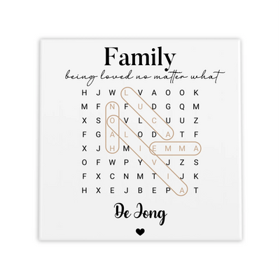 Family Woordzoeker Tegel met Namen