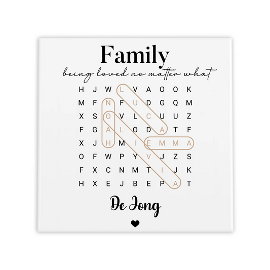 Family Woordzoeker Tegel met Namen
