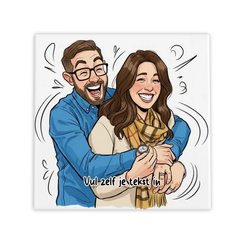 Jouw Foto in Karikatuur Stijl - Gepersonaliseerde Tegel