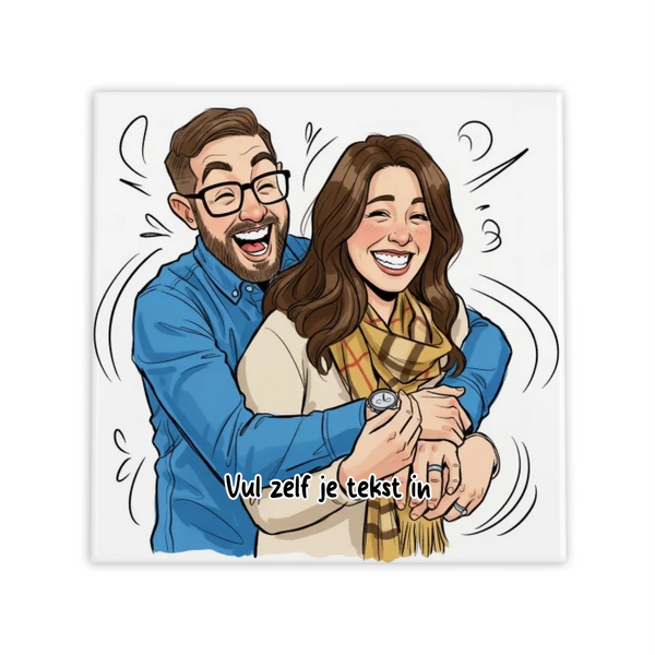 Jouw Foto in Karikatuur Stijl - Gepersonaliseerde Tegel