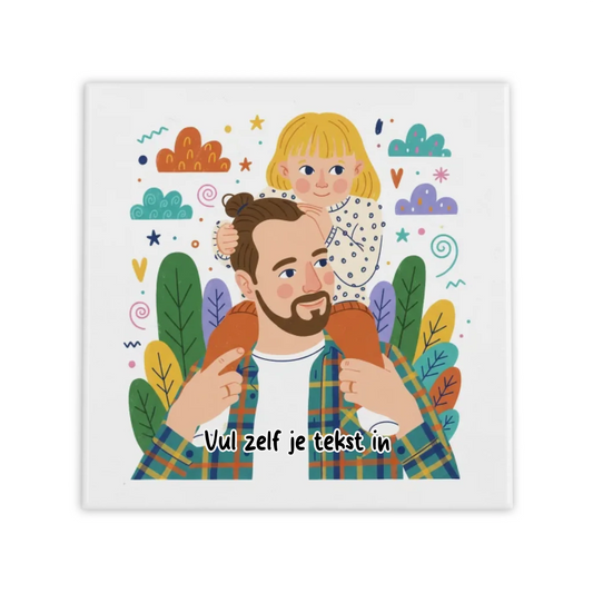 Whimsical Doodle - Kleurrijke Illustratie Tegel met Eigen Foto