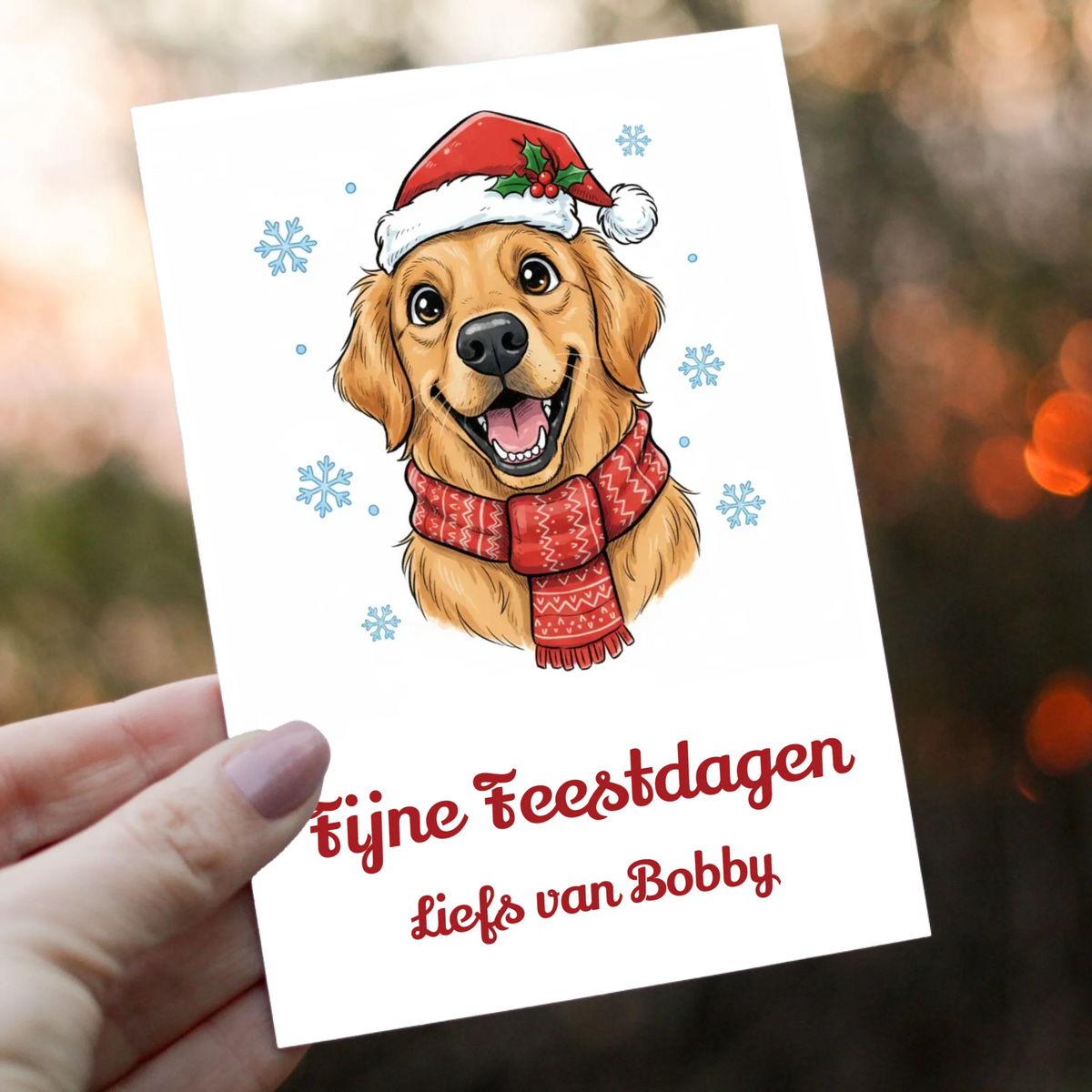 Kerstkaart Huisdier - Jouw Hond of Kat met Kerstmuts