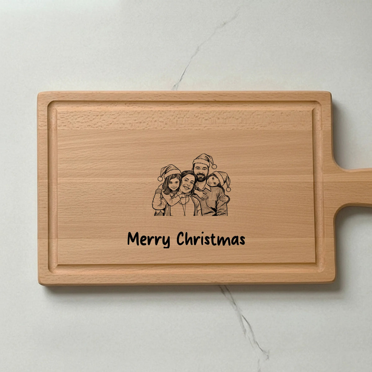 Kerst Plank Graveren - Jouw Foto met Kerstmuts en Eigen Tekst