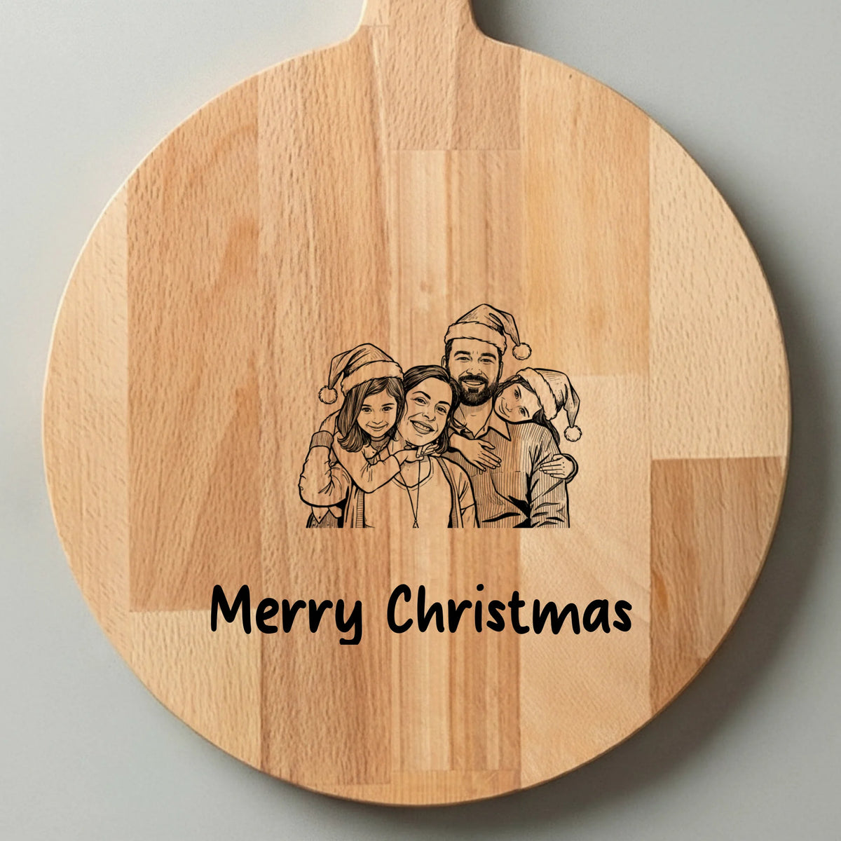 Kerst Plank Graveren - Jouw Foto met Kerstmuts en Eigen Tekst