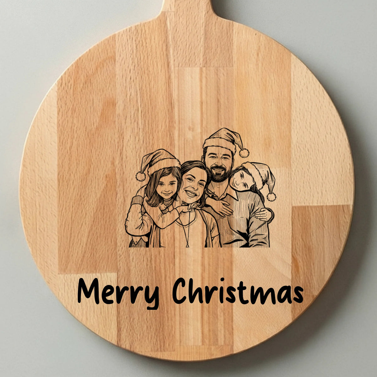 Kerst Plank Graveren - Jouw Foto met Kerstmuts en Eigen Tekst