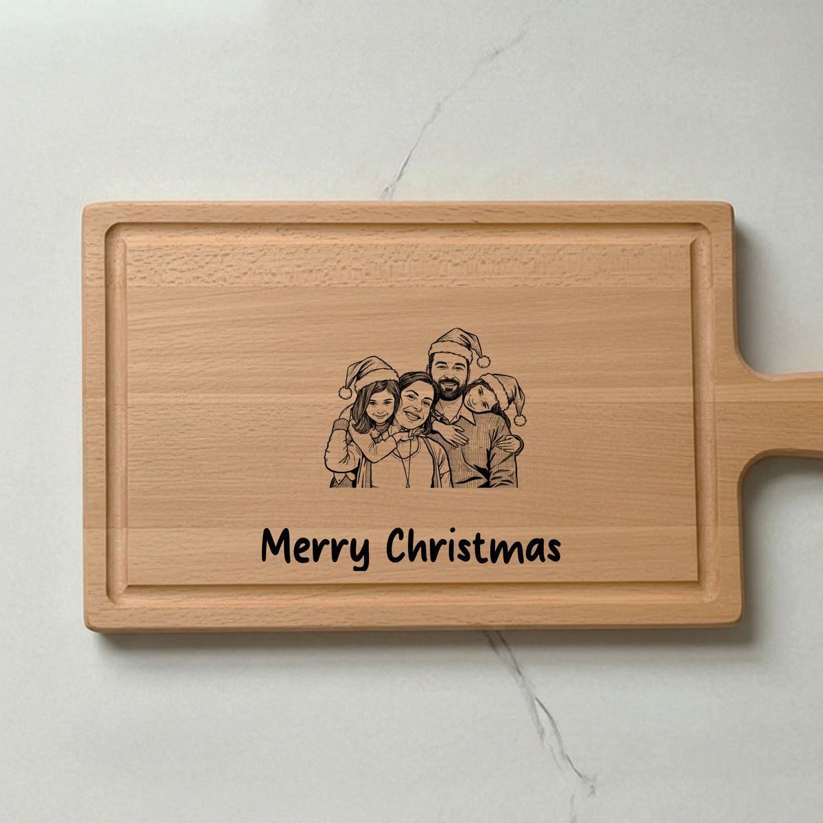 Kerst Plank Graveren - Jouw Foto met Kerstmuts en Eigen Tekst