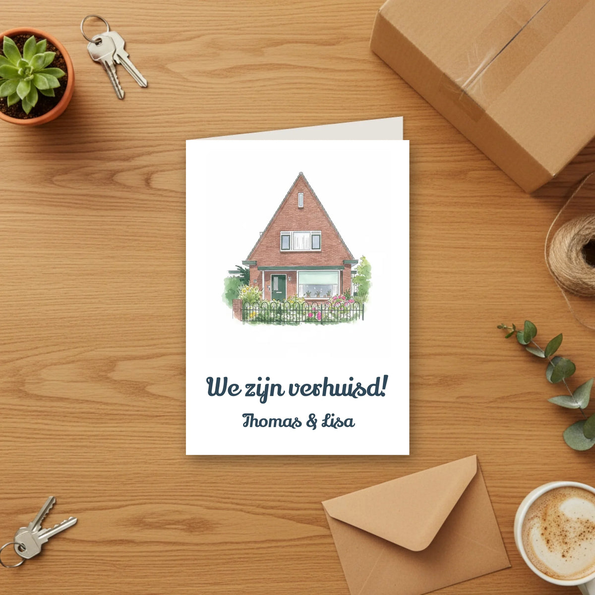 Verhuiskaart Aquarel - Jouw Nieuwe Huis als Waterverf Illustratie