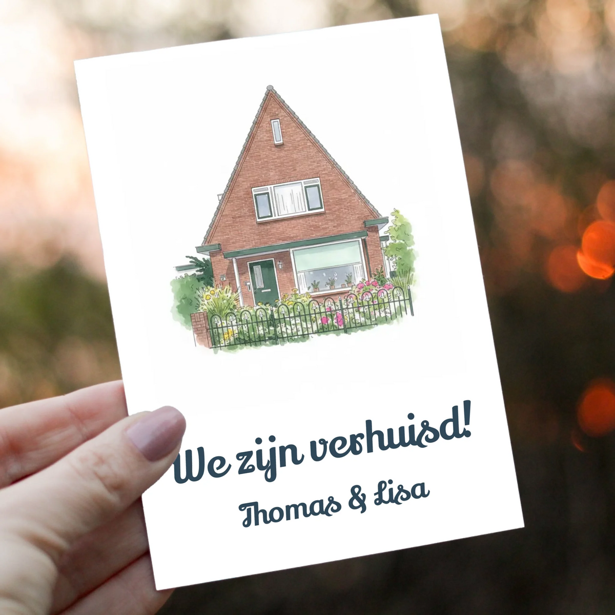 Verhuiskaart Aquarel - Jouw Nieuwe Huis als Waterverf Illustratie