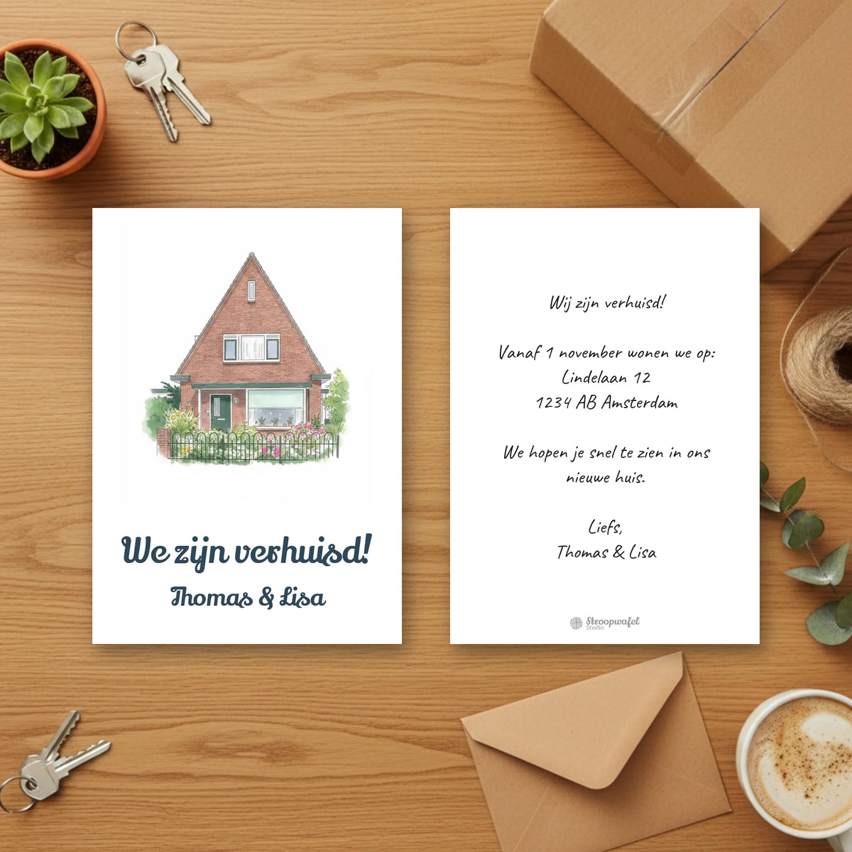 Verhuiskaart Aquarel - Jouw Nieuwe Huis als Waterverf Illustratie