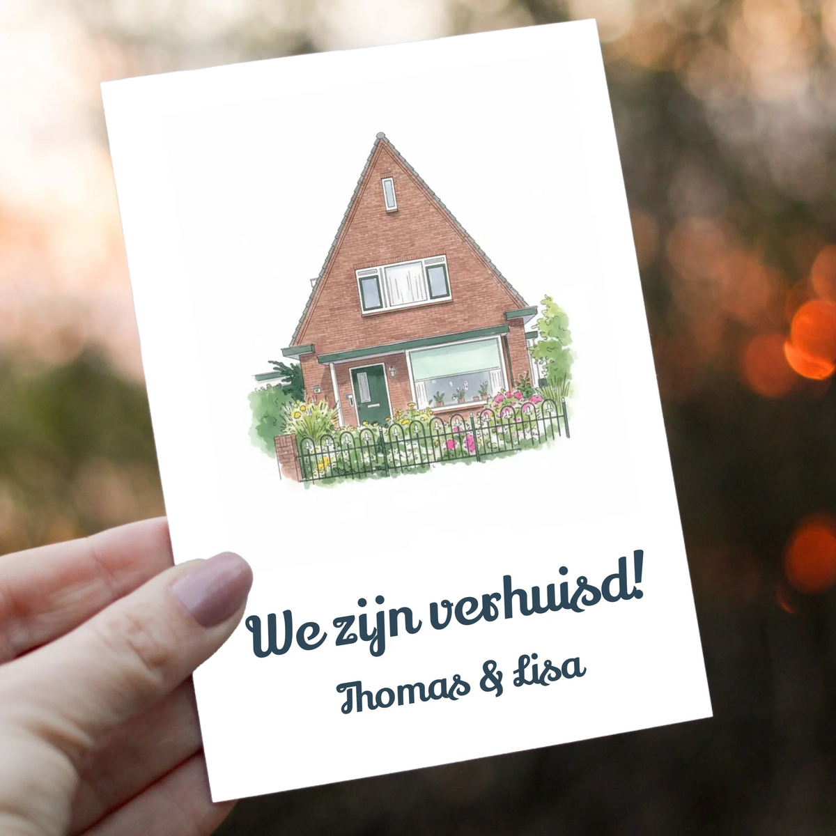 Verhuiskaart Aquarel - Jouw Nieuwe Huis als Waterverf Illustratie