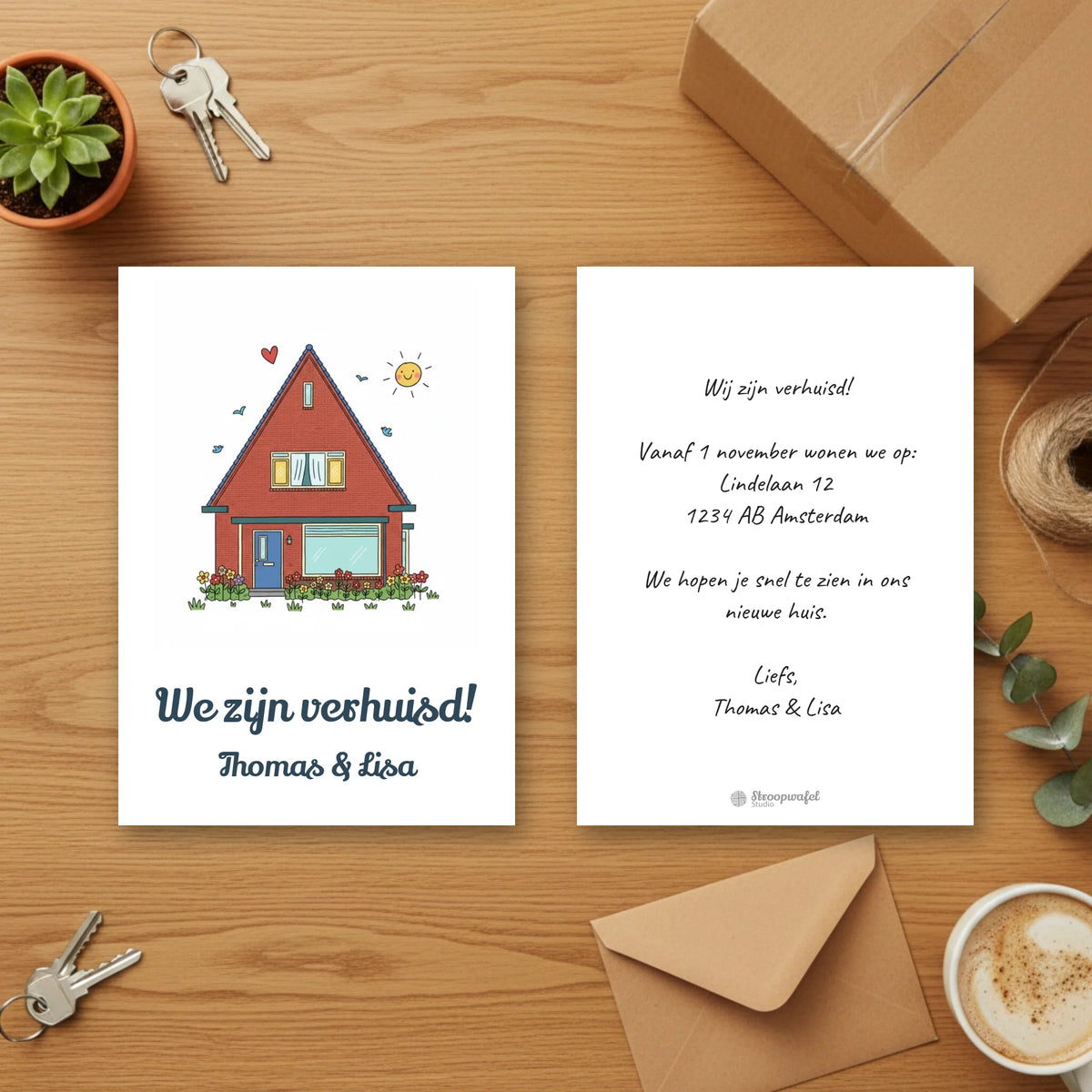 Verhuiskaart Doodle - Jouw Nieuwe Huis als Vrolijke Tekening