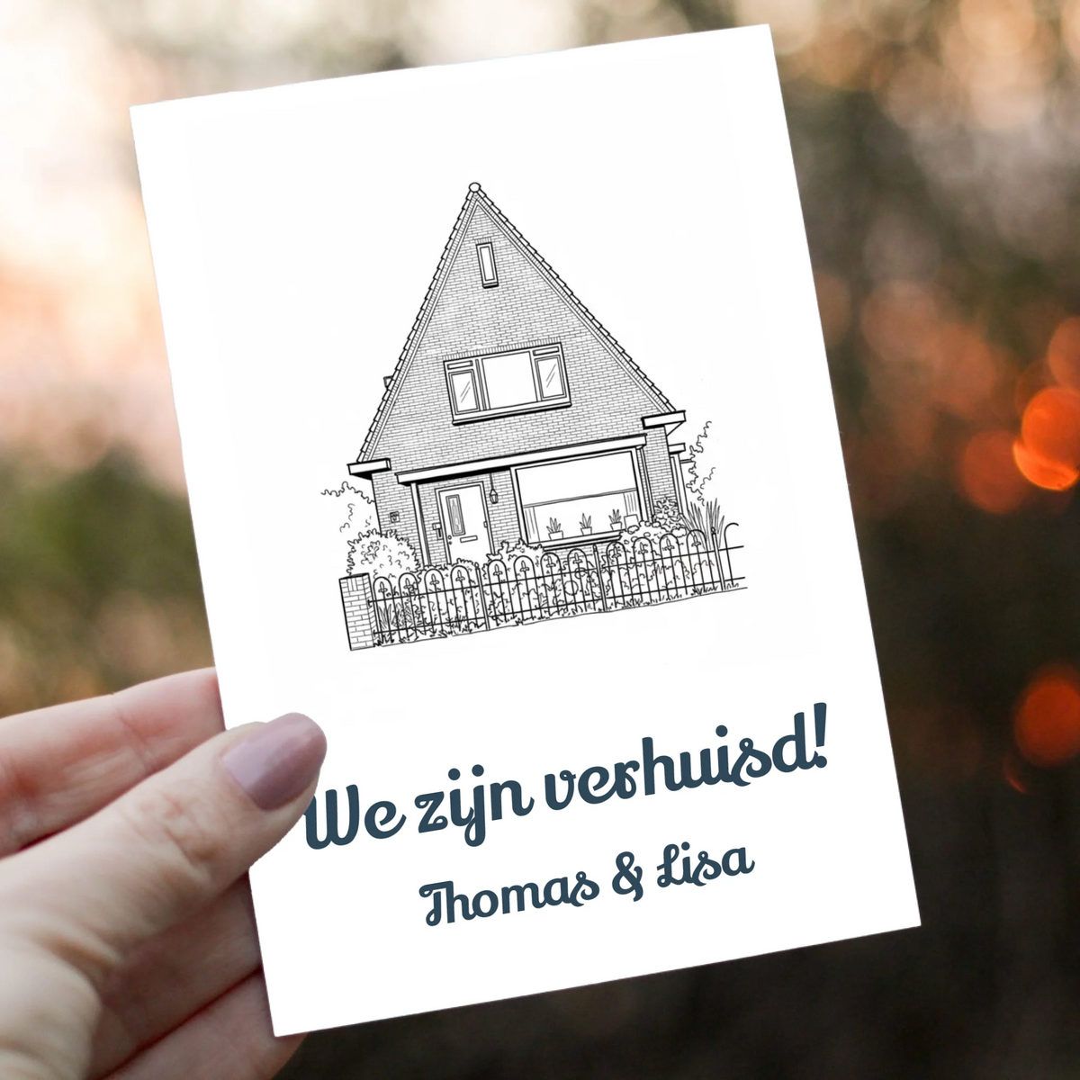 Verhuiskaart Zwart-Wit - Jouw Nieuwe Huis als Inkttekening