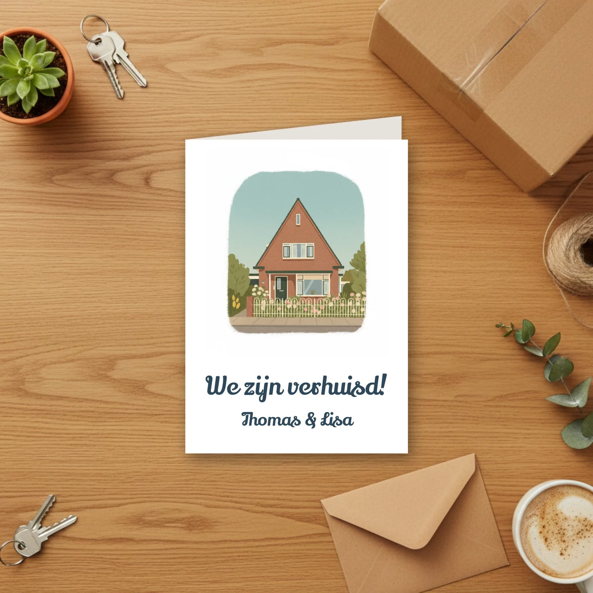 Verhuiskaart Vintage - Jouw Nieuwe Huis als Retro Illustratie