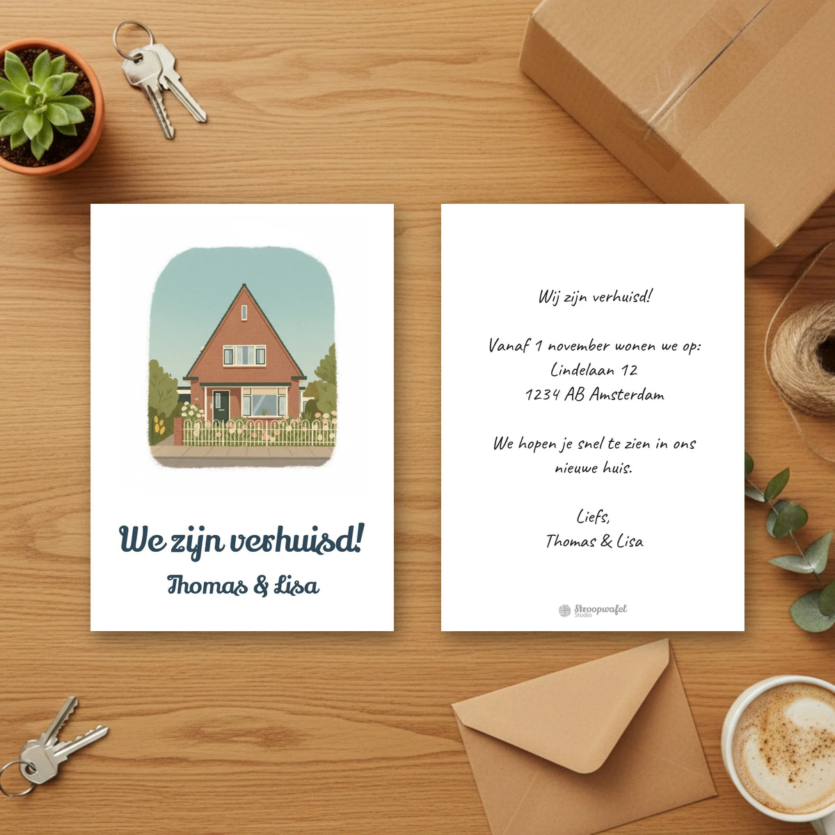 Verhuiskaart Vintage - Jouw Nieuwe Huis als Retro Illustratie