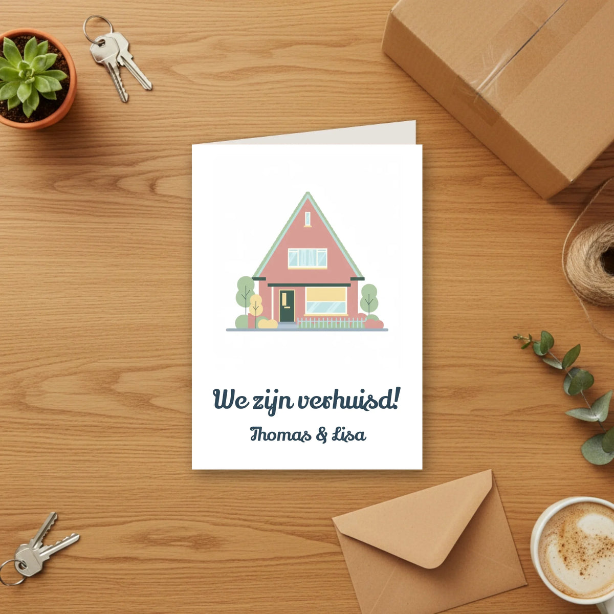 Verhuiskaart Pastel - Jouw Nieuwe Huis als Moderne Illustratie