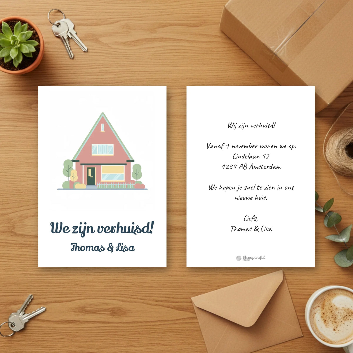 Verhuiskaart Pastel - Jouw Nieuwe Huis als Moderne Illustratie