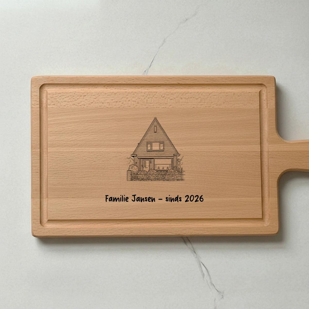 Huis Graveren op Plank - Jouw Nieuwe Huis in Hout met Eigen Tekst