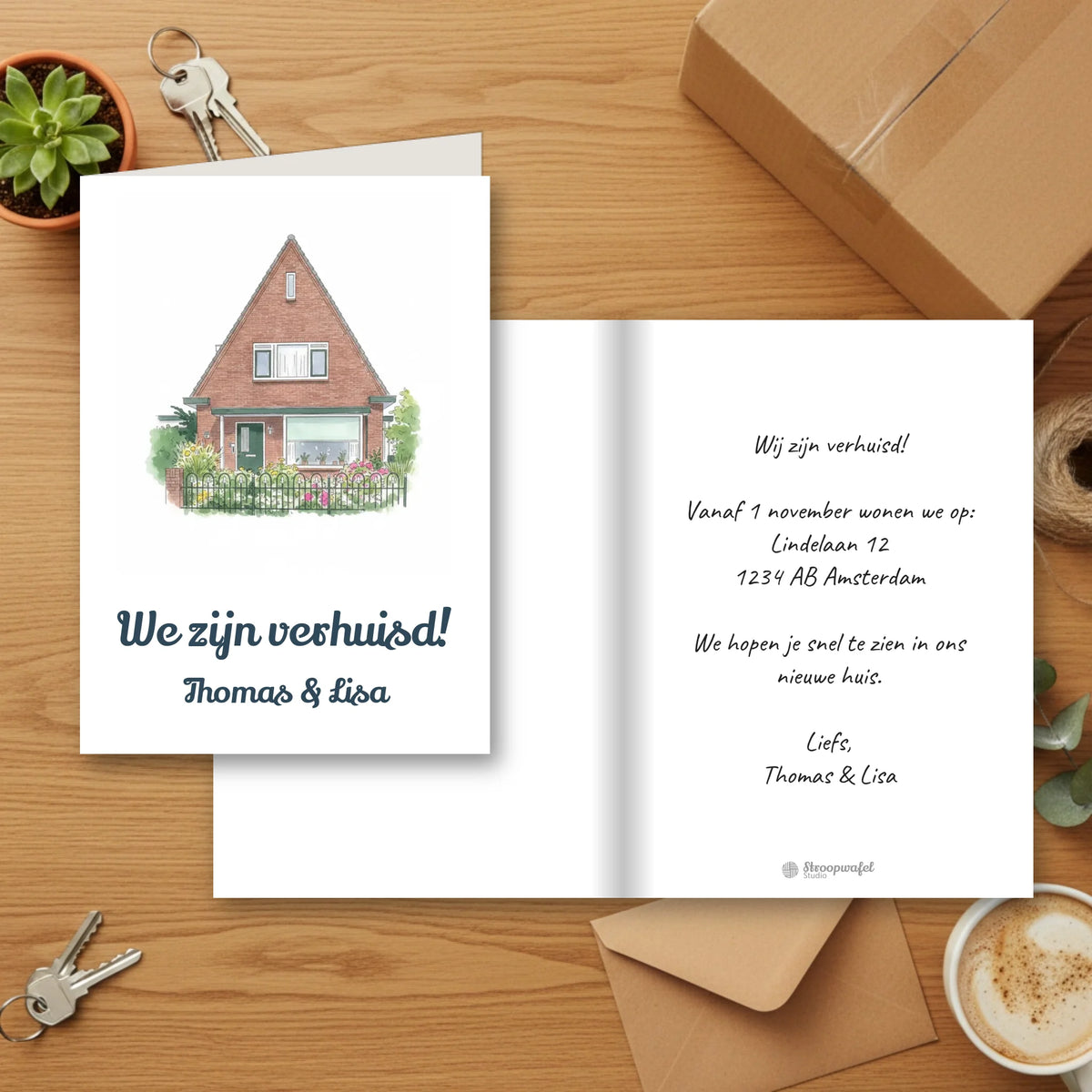 Verhuiskaart Aquarel - Jouw Nieuwe Huis als Waterverf Illustratie