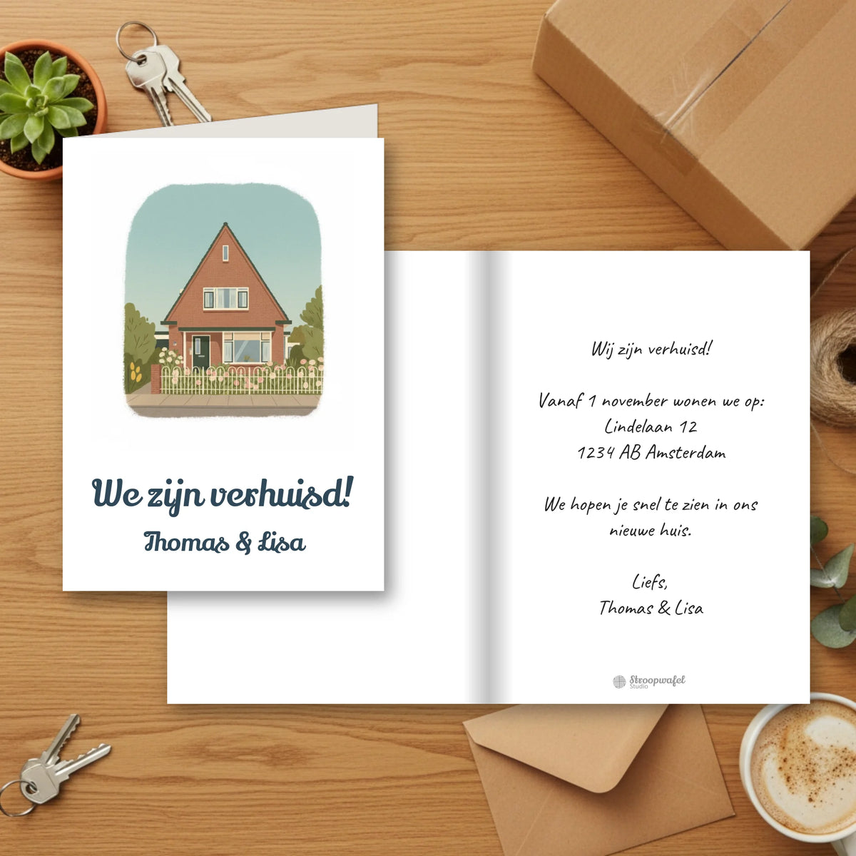Verhuiskaart Vintage - Jouw Nieuwe Huis als Retro Illustratie
