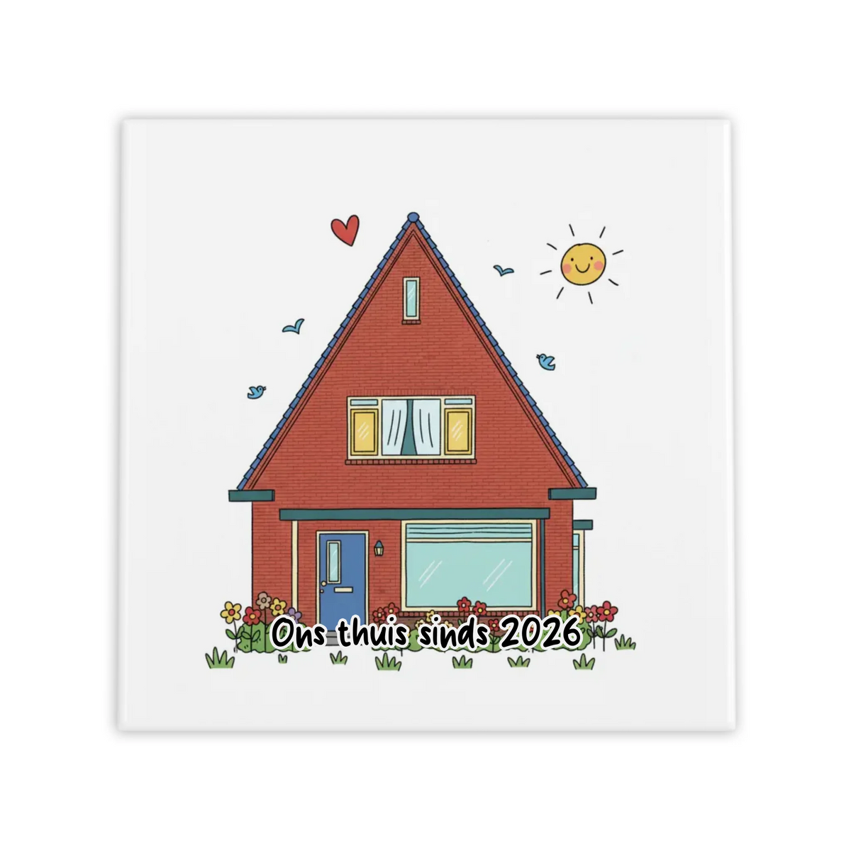 Huis Doodle Tegel - Jouw Nieuwe Huis als Vrolijke Tekening met Eigen Tekst