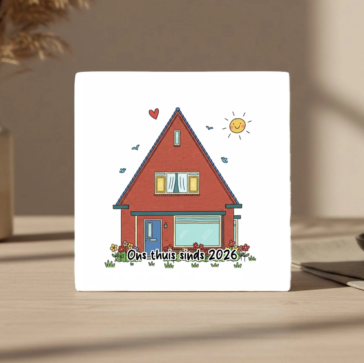 Huis Doodle Tegel - Jouw Nieuwe Huis als Vrolijke Tekening met Eigen Tekst