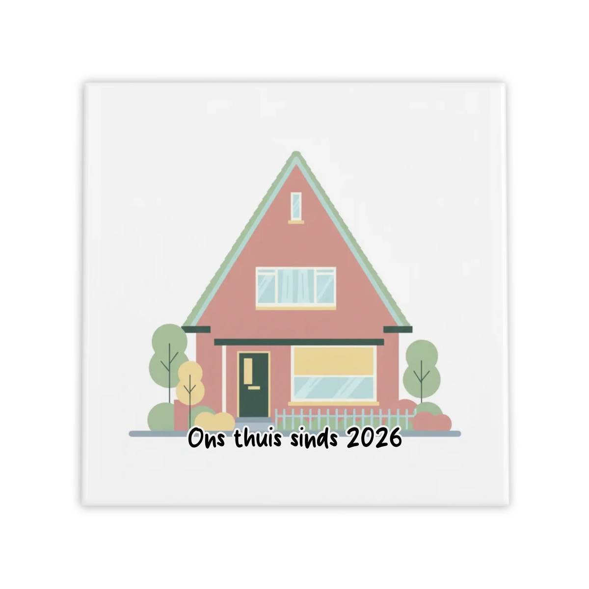 Huis Pastel Tegel - Jouw Nieuwe Huis als Moderne Illustratie met Eigen Tekst